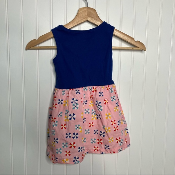 hanna andersson Dress 90 Blue Pink Multicolor Sleeveless Pockets Beach Summer - Picture 7 of 8